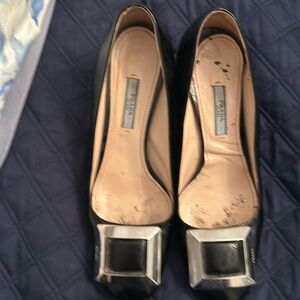 Black Prada 2 1/2 inch heels.